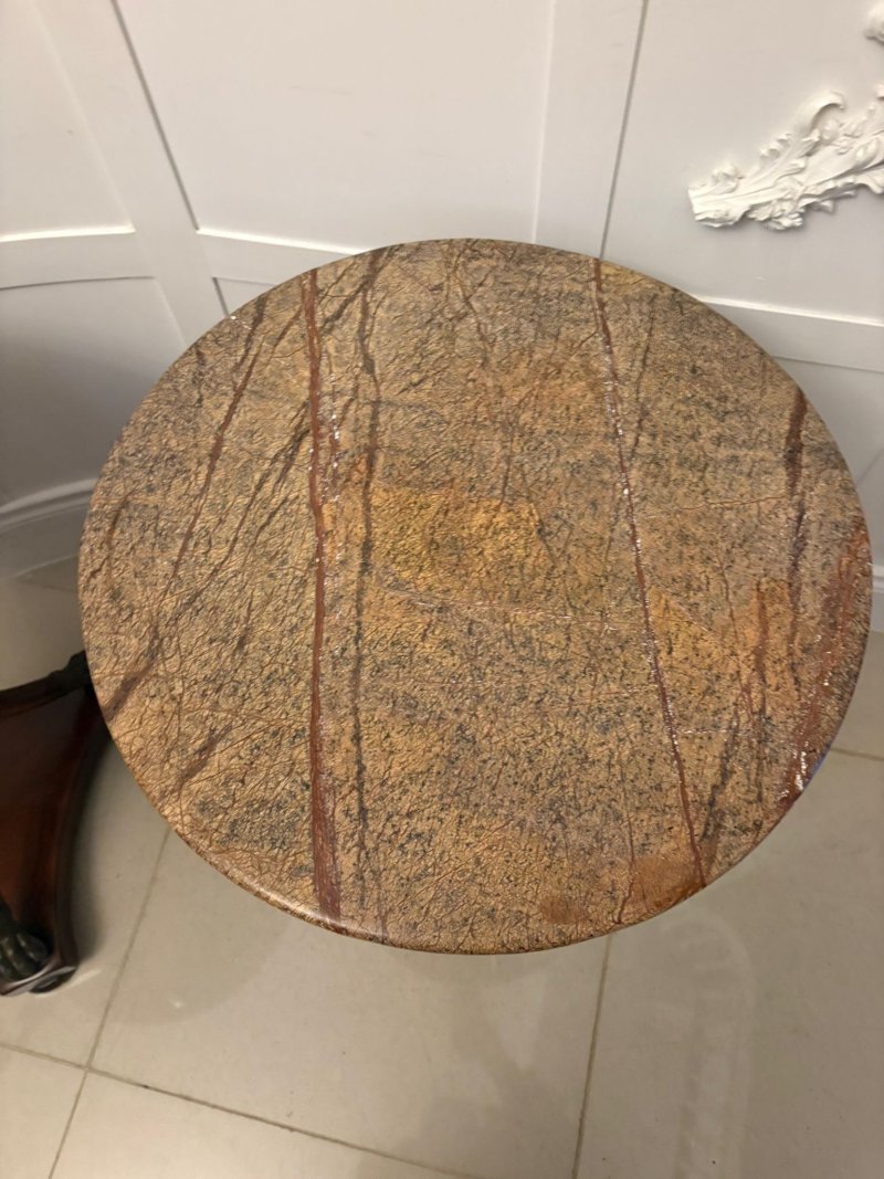 Antique Edwardian Quality Pair of French Marble-Top Gueridon Side / Lamp Tables